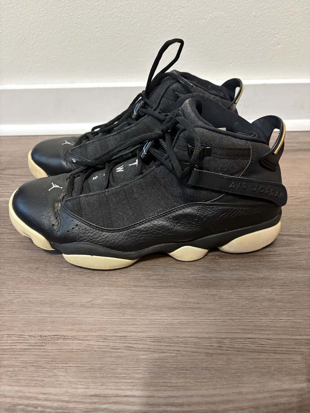 Jordan 6 Rings Black and Tan Sneakers - Picture 5 of 10